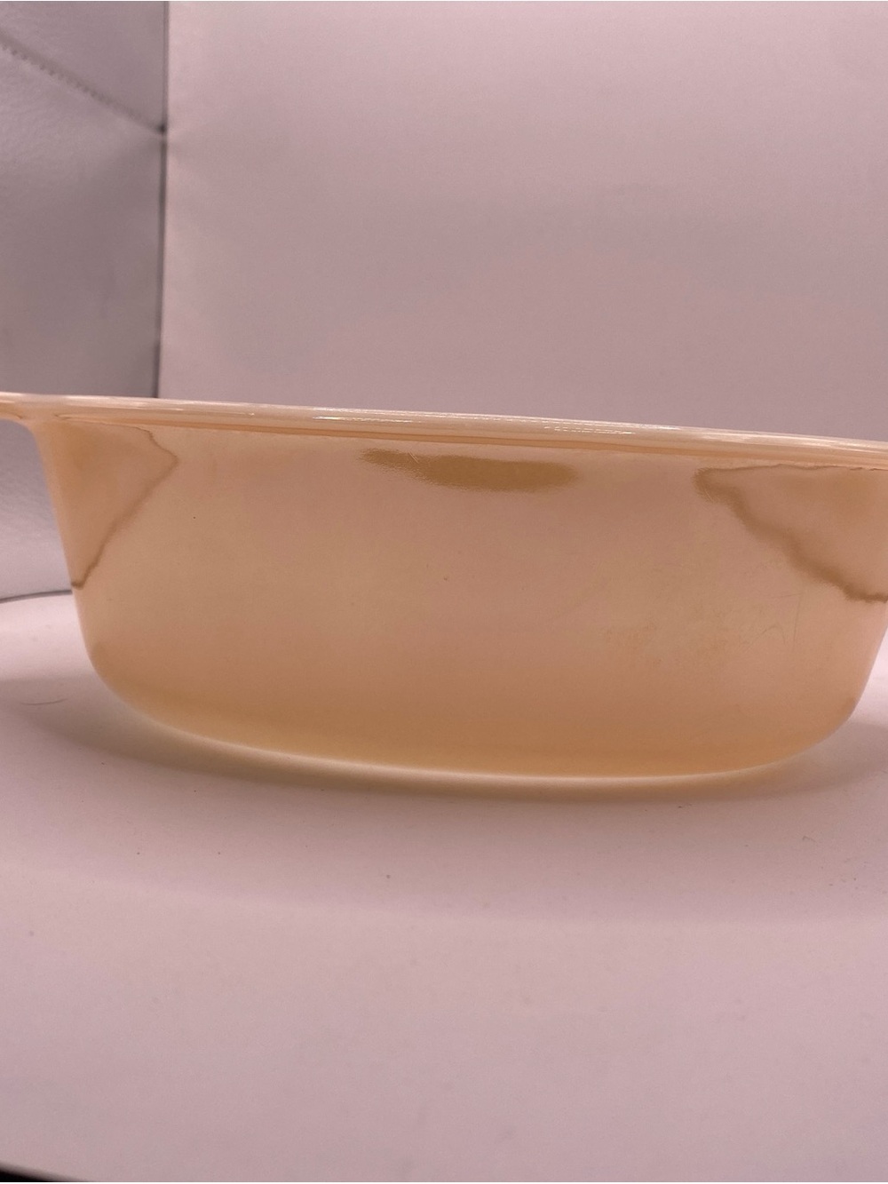 Vintage Anchor Hocking Fire King Peach Lustre 8” Cake Ovenware 1950’s
